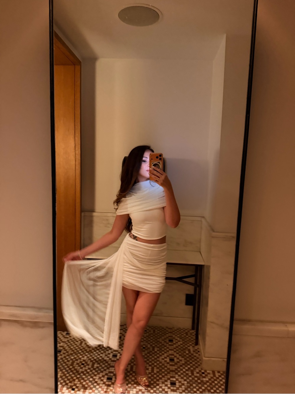 Nordstrom White Draped Asymmetrical Mini Skirt